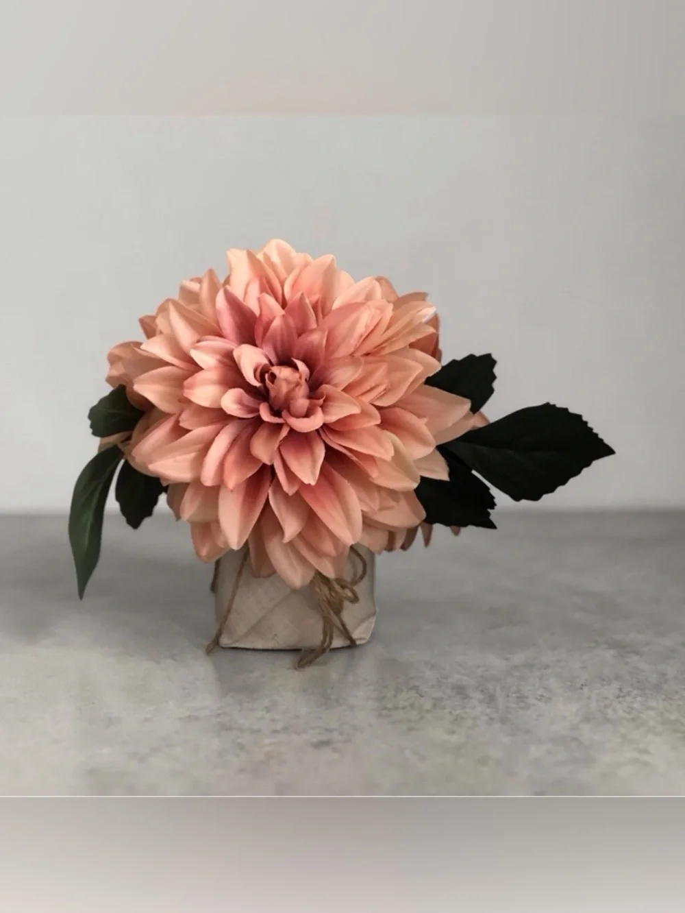 Beautiful Peach Dahlia Faux Floral Arrangement